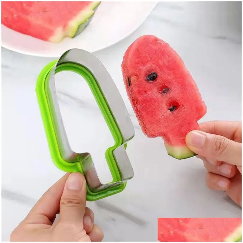 watermelon cutter stainless steel cute design fruit ice cream popsicle slicing gadget tools