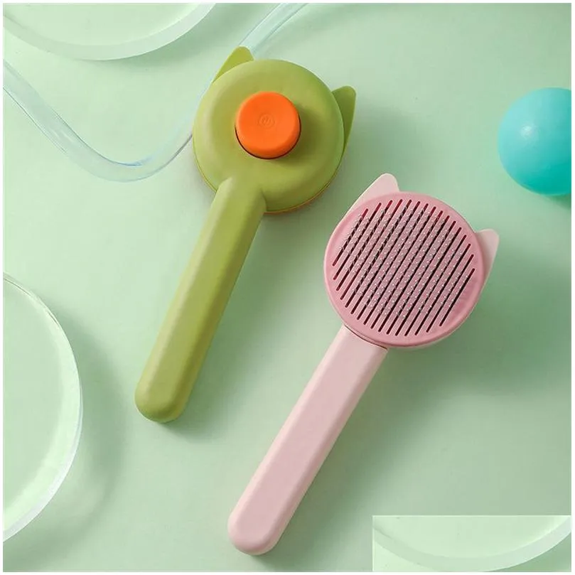 dog grooming brushes stainless steel pets comb self cleaning remove hair brush dogs hair dematting combs