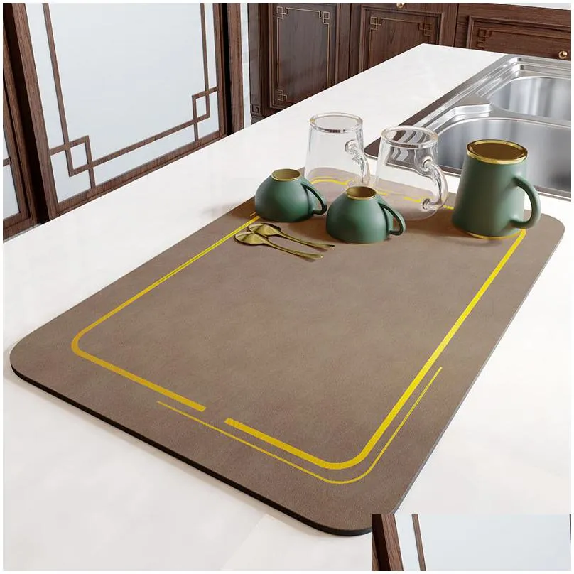 super absorbent coffee bar place mat kitchen counter dish drying pad 30x40cm