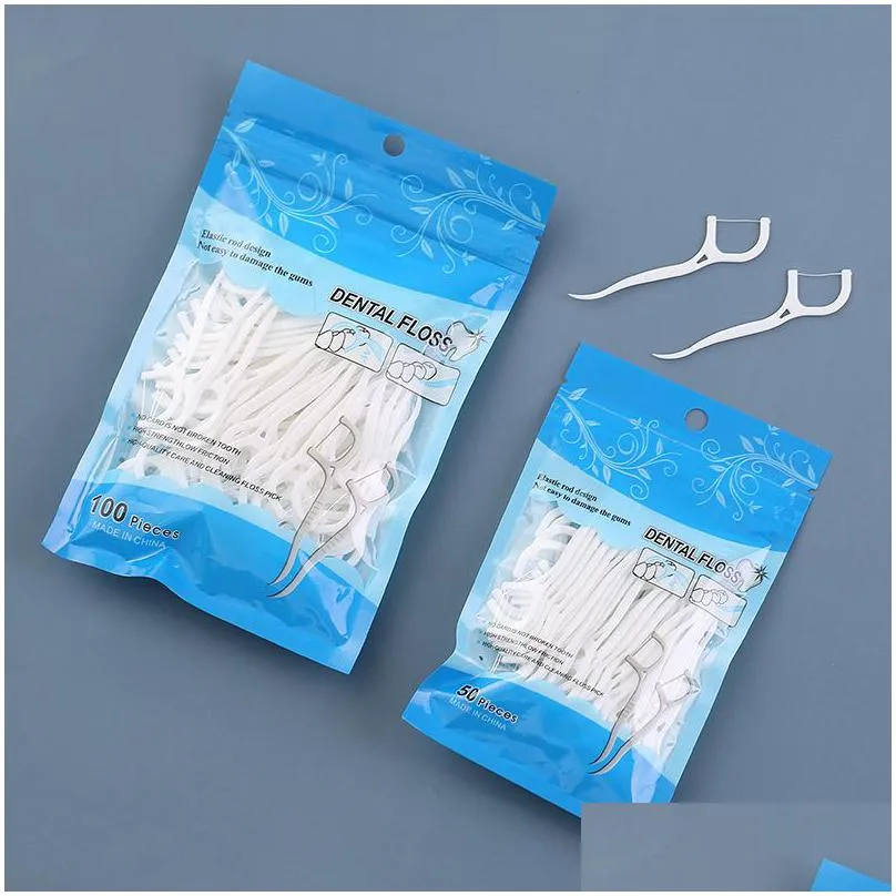 100pcs dental floss flosser picks toothpicks teeth stick tooth cleaning interdental dentals floss pick oral hygiene care