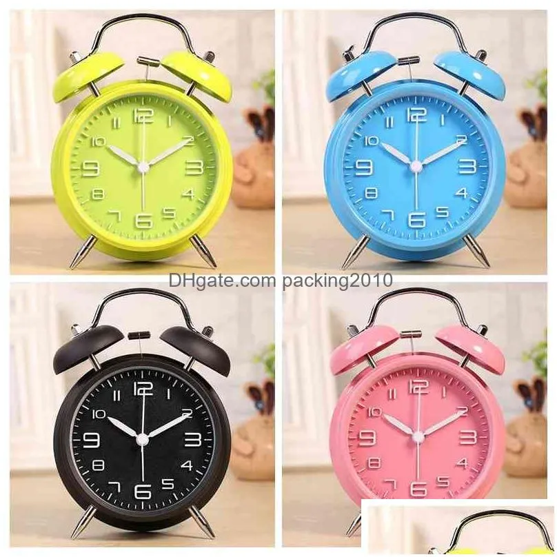 Mini Retro Digital Quartz Bedside Table Clock With Double Bell Alarm