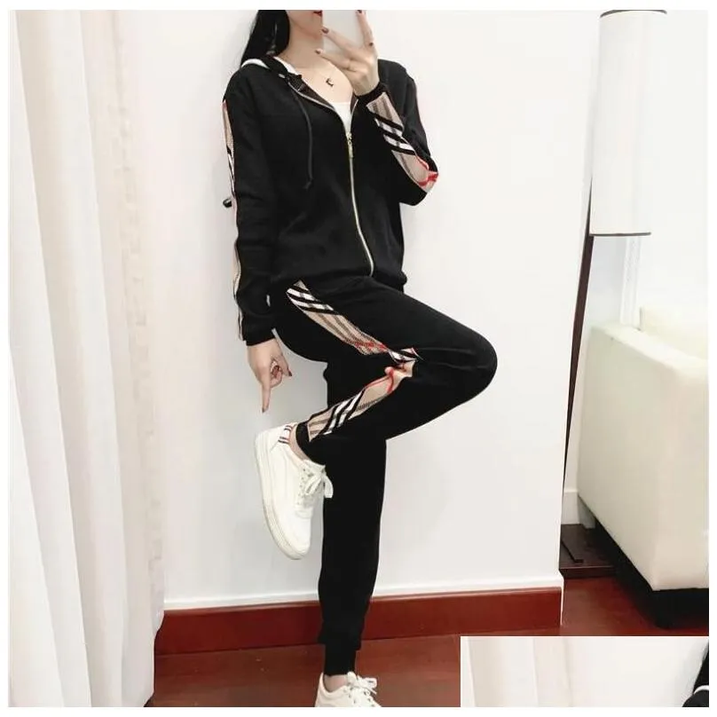 2022 womens sweaters autumn winter two piece sets slim fit knitwear designer cardigan sweater knitted pants womens clothing