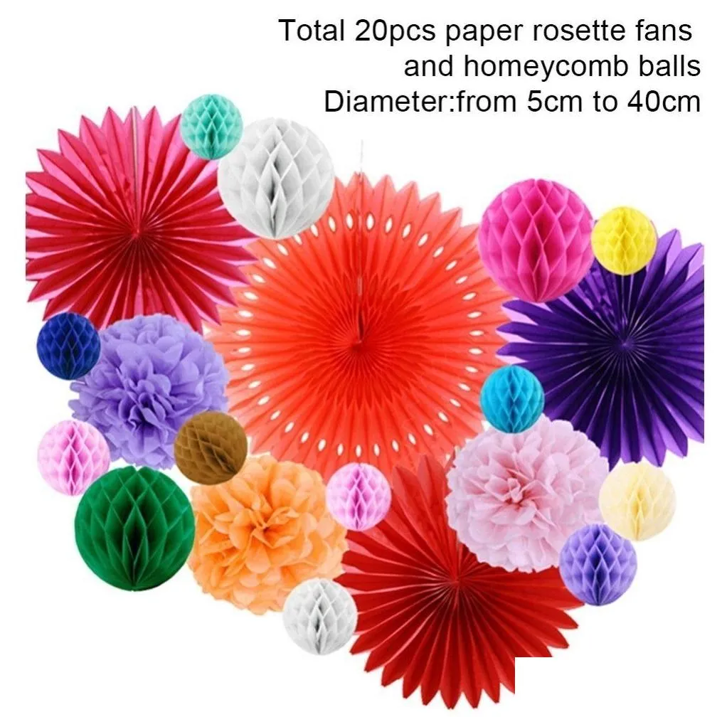 mexican party fiesta decorations 20pcs/set tissue paper fans honeycomb balls for wedding birthday events festival party supplies