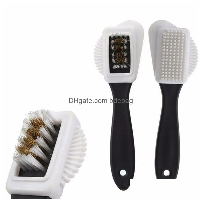 black 3 side cleaning brush for suede nubuck boot shoes s shape shoe cleaner shoes renovation cleaning care 249 v2