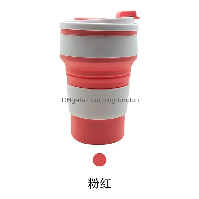 350ml silicone folding tumblers cup multifunctional high temperature and scald resistant portable coffee cups with lid personality drinkware 7 8lm