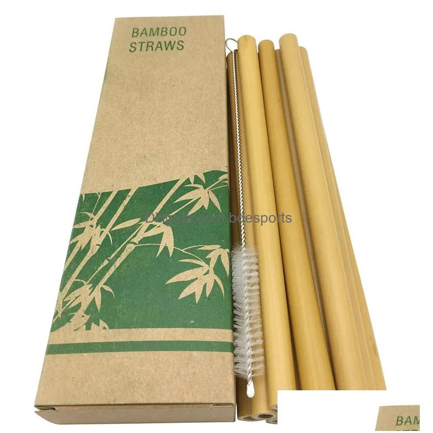 reusable straw bamboo straws barwar useful kitchen tool party with clean brush natural 12pcs per suit 8 9nt f1