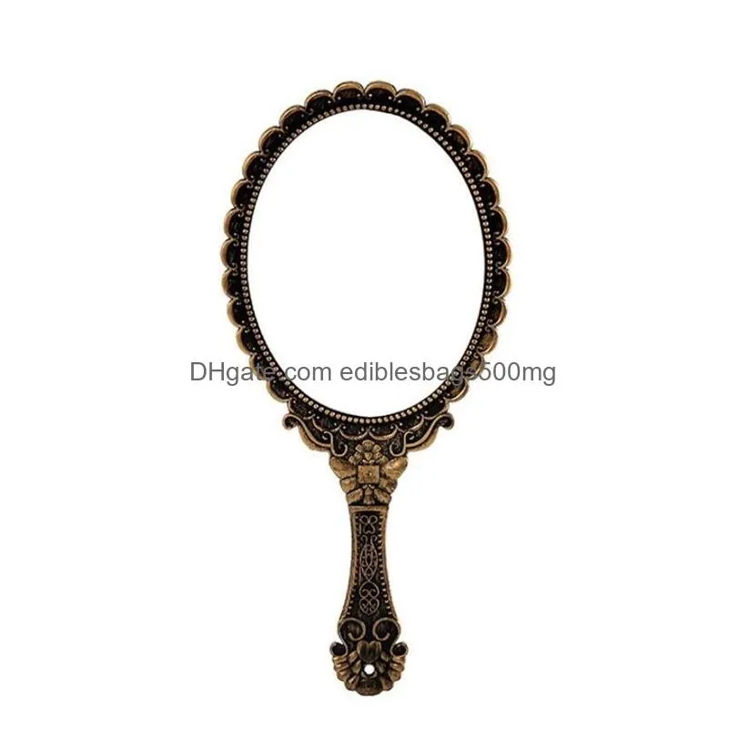 hand held makeup mirror romantic vintage lace hold mirrors oval round cosmetic tool dresser gift 21 l2