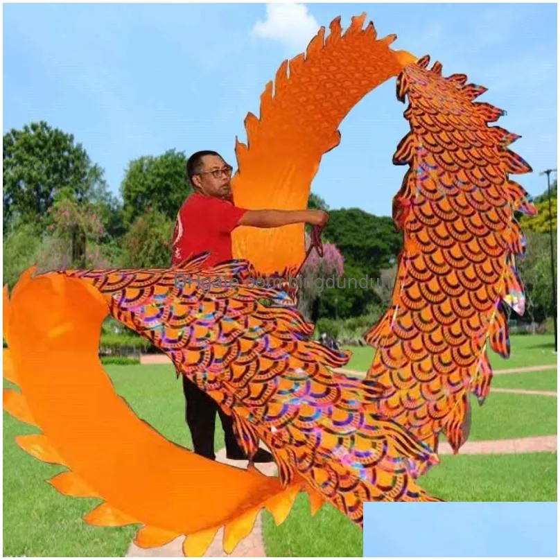 chinese party celebration dragon ribbon dance props colorful square fitness products funny toys for children adults festival gift 2681