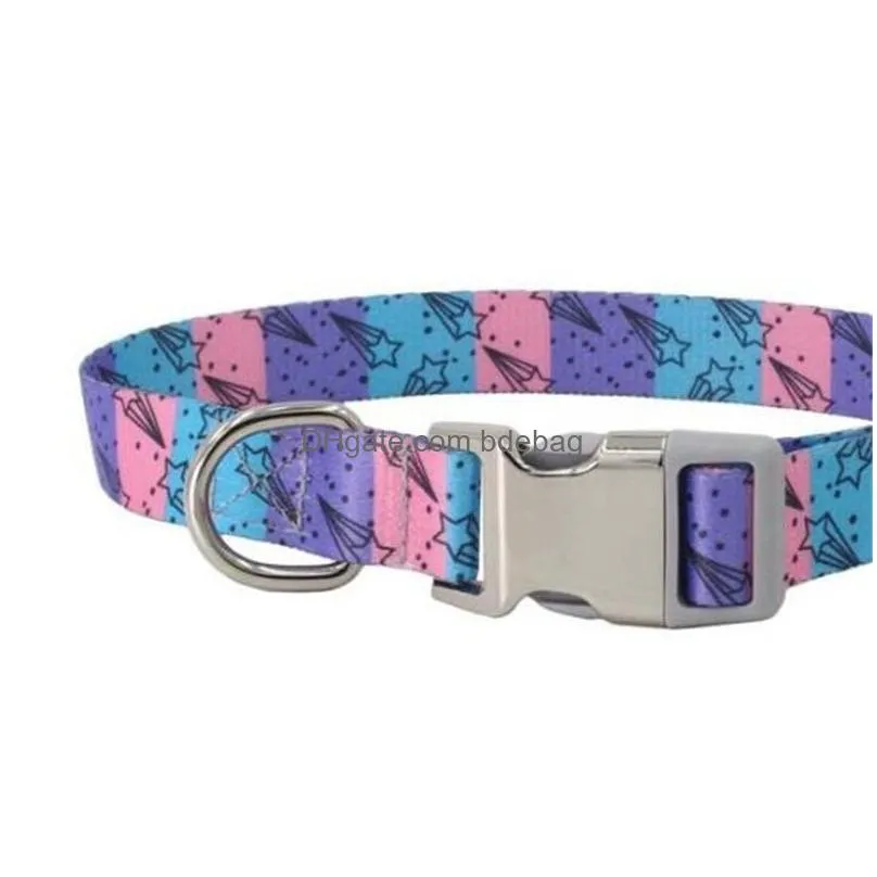 semimetal buckle collars pet dog adjust nylon printed fashion collar accessories opp packing with various pattern 12 8xy j1