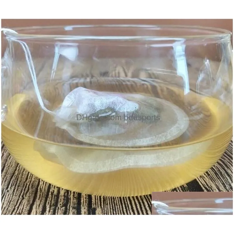 100 pcs/lot round tea bags empty tea filter bag with string paper teabags for loose tea disposable 12 v2