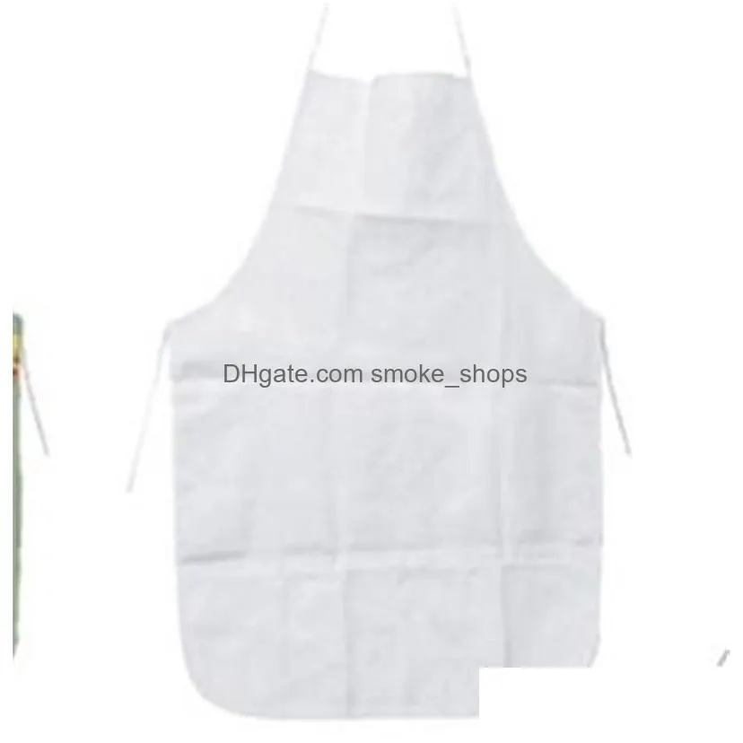 kitchen aprons sublimation blanks diy oil proof antifouling white canvas uniform scarf 70x48 cm printing women men arrival 89ex m2