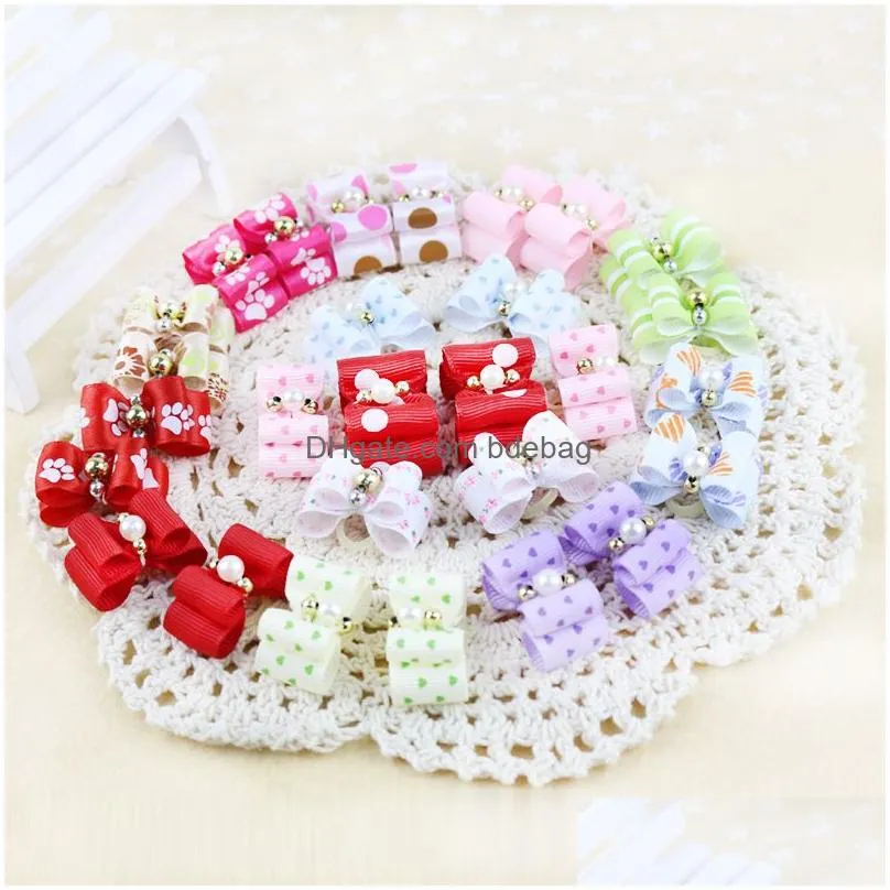 pet puppy hairpin upscale flower hair bows dog cat groming headdress products accessories cute three 299 s2