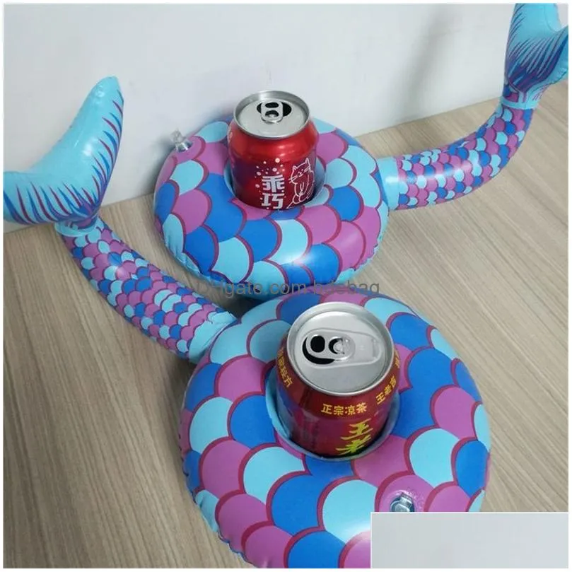 mermaid inflatable cup holder drink beer cups coaster lovely festival supply creative plastic water bottle support 2 6jx gg