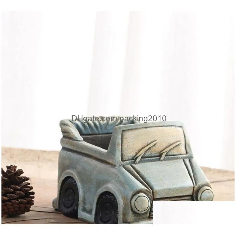 car shape plant pots breathable truck planter miniature planters mini cement flower pot for home decoration high quality 5cr uu9