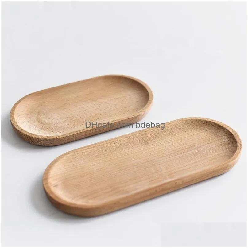 solid mini oval wood tray plates 18cm small wooden plate childrens whole fruit dessert dinner tableware db 25 g2