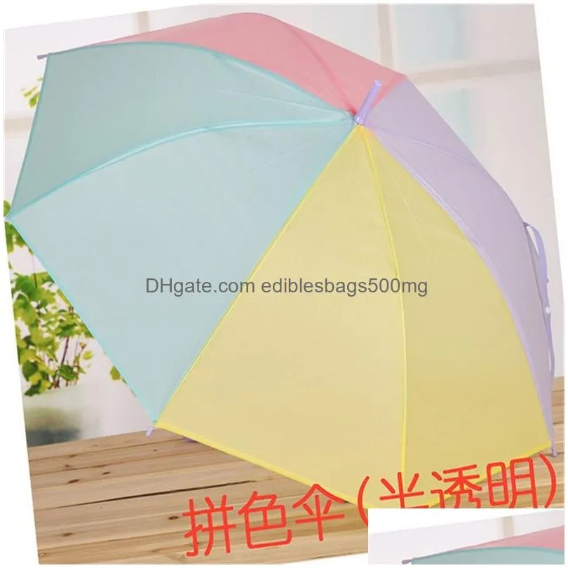 colorful transparent long handle umbrella automatic rainbow waterproof 8 bone umbrellas 4 r2