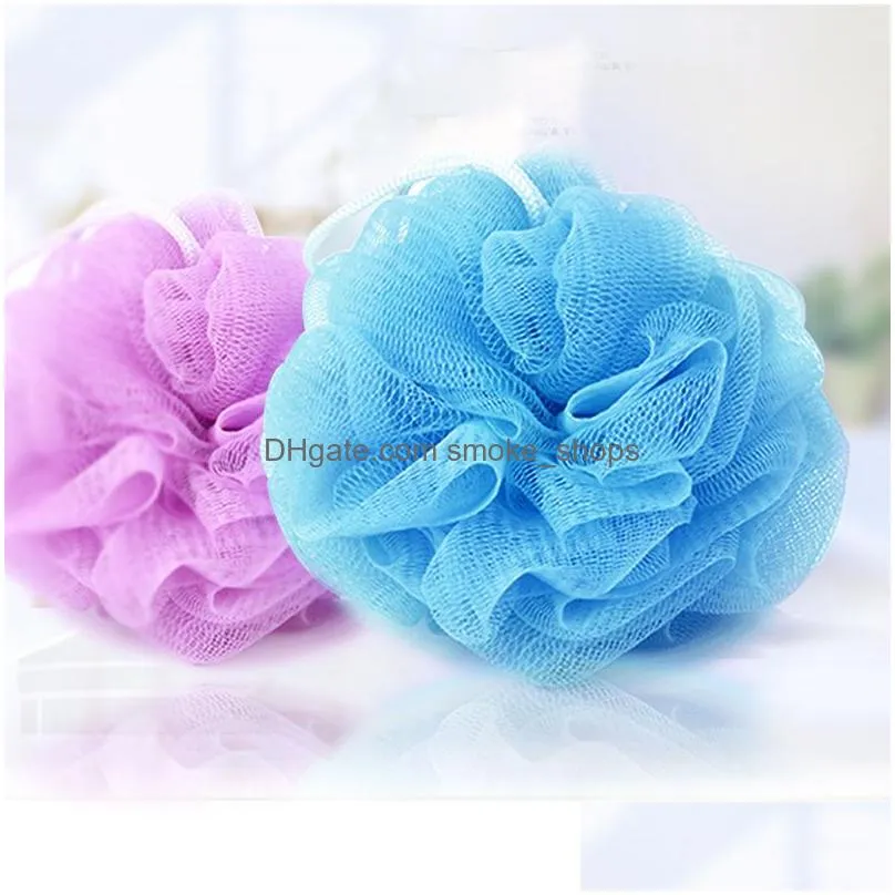 100pcs multi colors 15g bath shower sponge pouf loofahs nylon mesh brush shower ball lace edge mesh bath 1208 v2