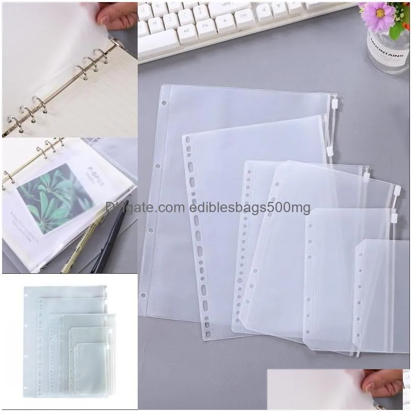 clear binders pockets filing a5 a6 a7 zipper binder pouch 6 holes pvc loose leaf bag document bags for notebooks documents 32 g2