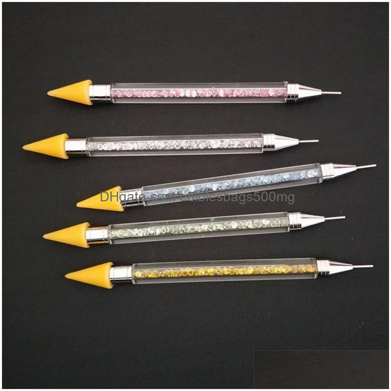 double head nail dotting pen multi function rhinestone crayons diy wax pencil with storage box mulit color 5 3hp e1