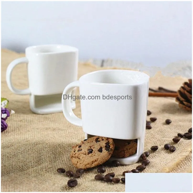 ceramic mug white coffee milk biscuits dessert 250ml cup tea cup kka3109 cookie home side for pockets office tea holder 1428 v2