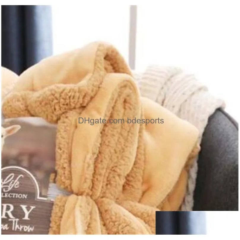 luxury cashmere blanket winter thick double layer sherpa throw 150x200cm warm comfortable weighted flannel fleece blanket 201113 771