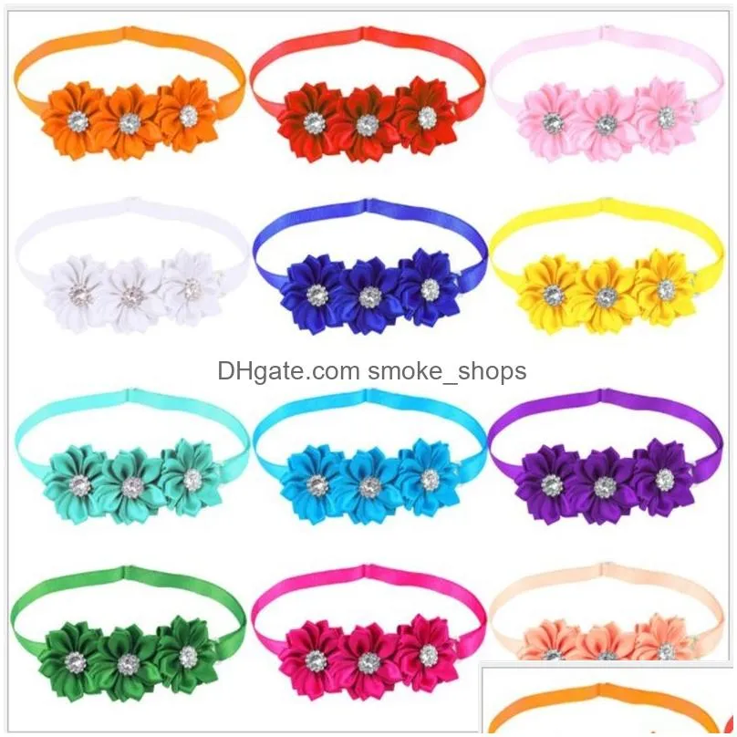 50/100pcs pet dog apparel bow ties flowers collar with shiny rhinestones bright color small middle neckties pets supplies dogs accessories 20211221