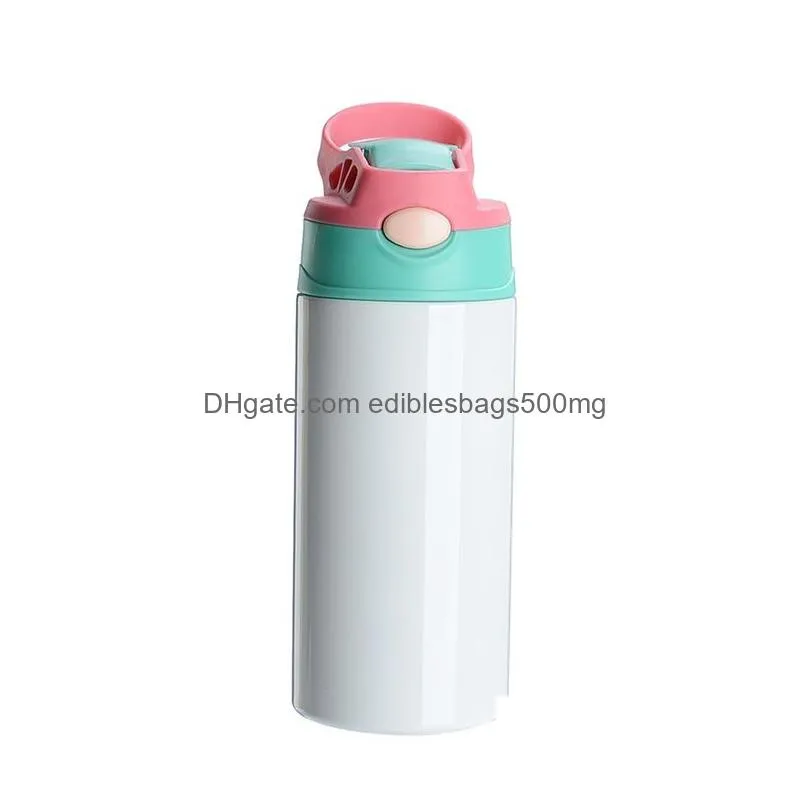 12oz sublimation blank tumblers sippy cup 350ml children water drink bottles stainless steel drinking straight for kids 383 s2