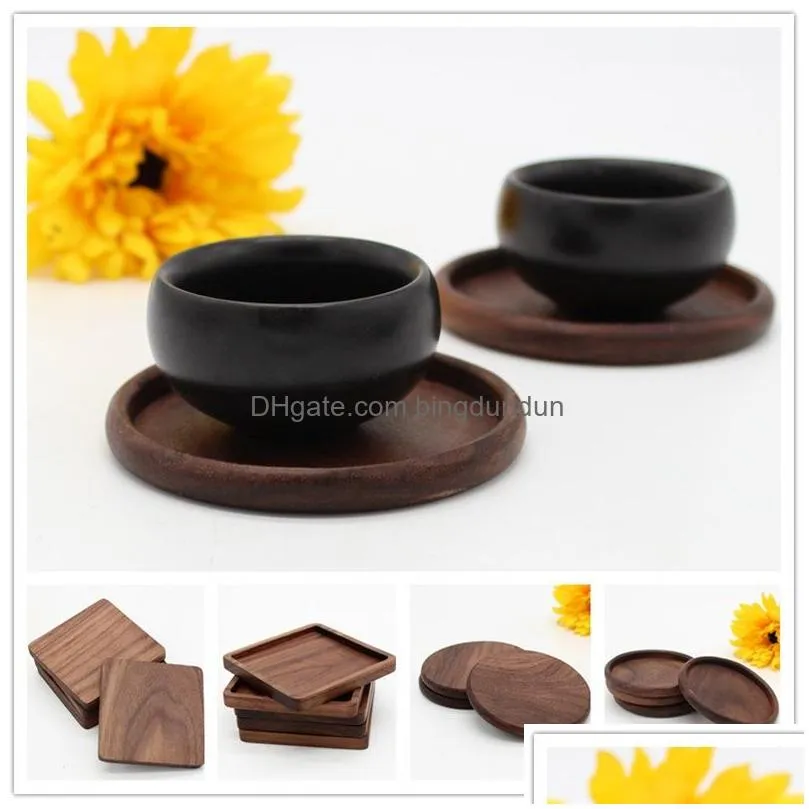 black walnut wooden coasters retro insulation cup mat household square round coaster pads table decoration rrd3564 m2