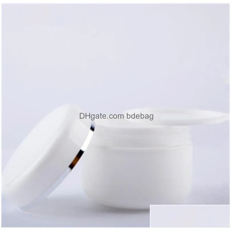 20/30/50/100/150/200g empty white portable bottle refillable plastic cosmetic cream jar with inner liner 2021 v2