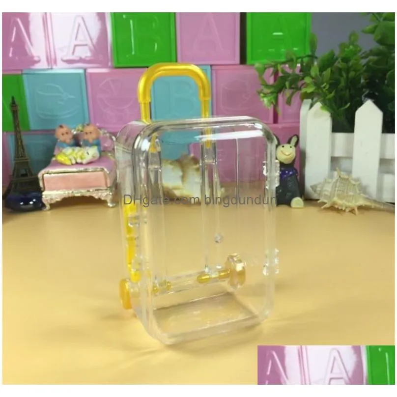 mini rolling travel suitcase candy box baby shower wedding favors acrylic clear party table decoration supplies gifts 226 j2