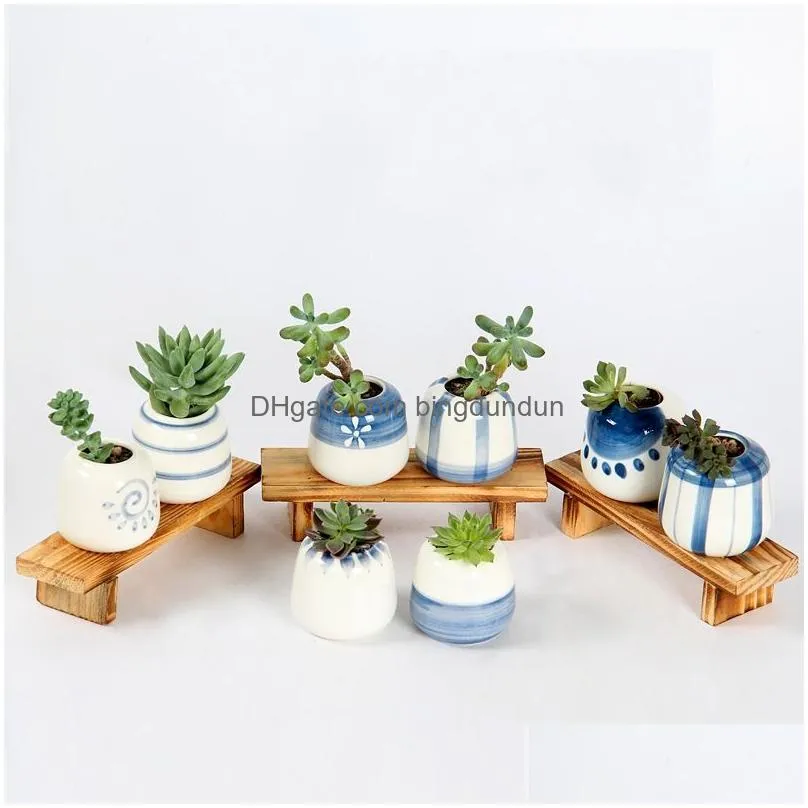 decorative fashion simple succulent pots planters desktop home hand painted ceramics flowerpot round for fleshy creative flowerpots 3ys