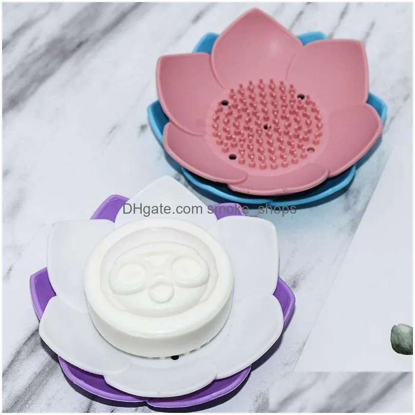 silicone soap dish 3d mini flower shape soaps holder non slip home bathroom articles multi color 2 3zb ckk