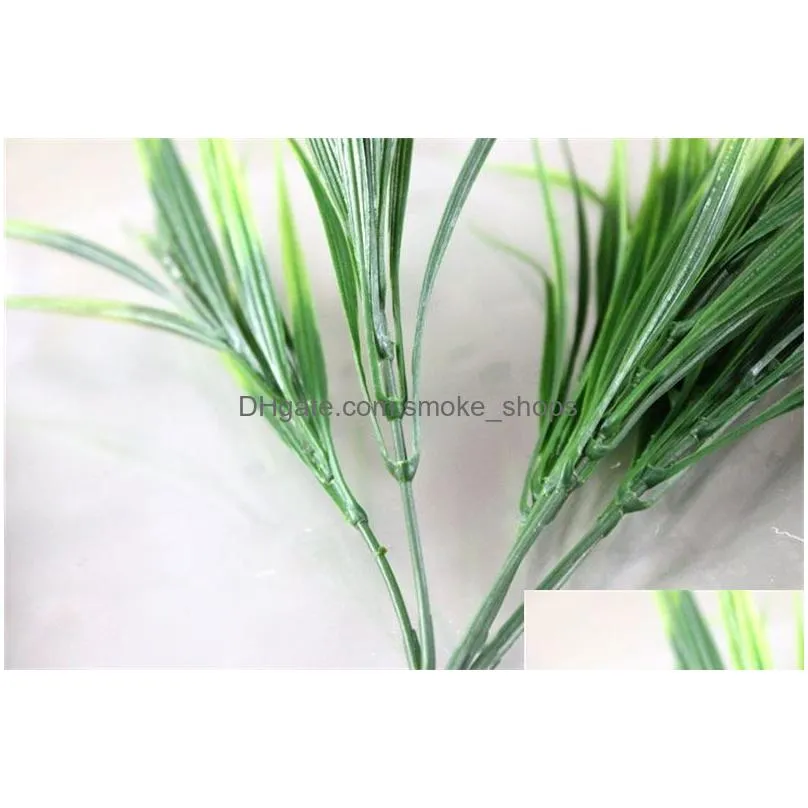 7 fork spring grass green artificial leaf plastic simulation foliage for wedding decorations flower fashionable room ornament tool 1 4xg