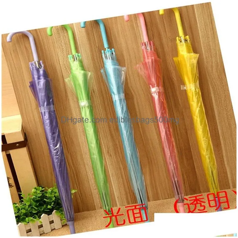 colorful transparent long handle umbrella automatic rainbow waterproof 8 bone umbrellas 4 r2