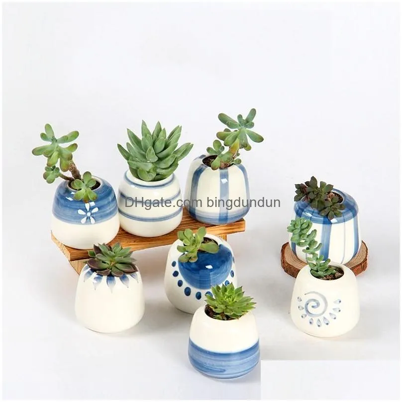 decorative fashion simple succulent pots planters desktop home hand painted ceramics flowerpot round for fleshy creative flowerpots 3ys