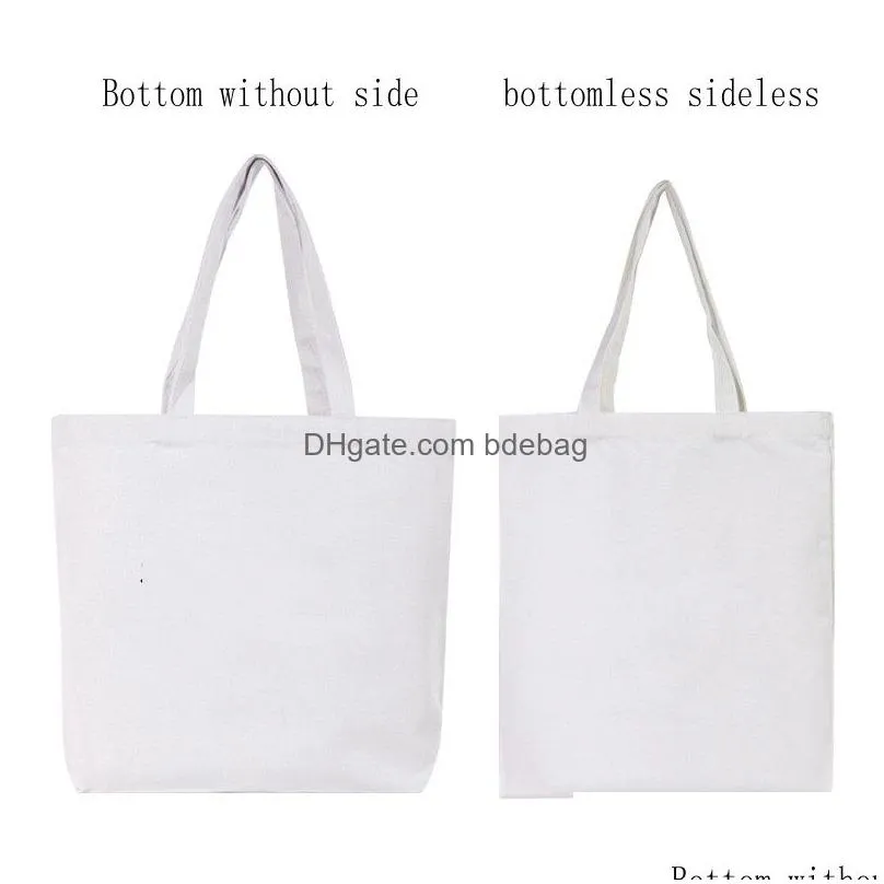 diy white tote canvas storage bag sublimation blank rectangle handbag fixed single shoulder strap pouch outdoor shopping 6 5mj g2