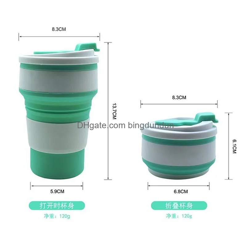 350ml silicone folding tumblers cup multifunctional high temperature and scald resistant portable coffee cups with lid personality drinkware 7 8lm