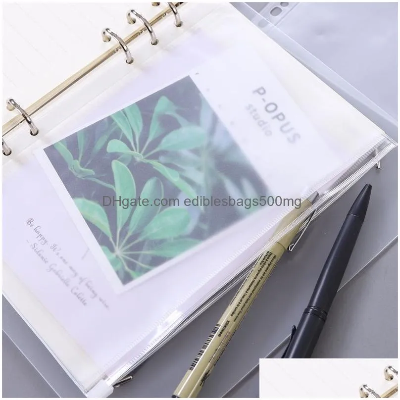 clear binders pockets filing a5 a6 a7 zipper binder pouch 6 holes pvc loose leaf bag document bags for notebooks documents 32 g2