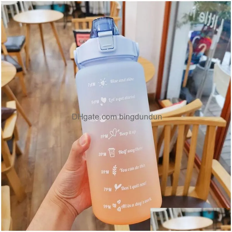 2 liter large capacity water bottle with straw girl time marker leakproof couple cup outdoor sport motivational drinking bottle 13 9jd