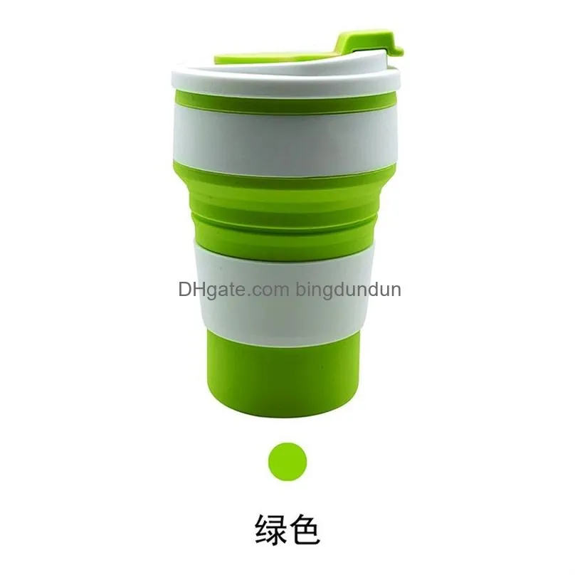 350ml silicone folding tumblers cup multifunctional high temperature and scald resistant portable coffee cups with lid personality drinkware 7 8lm