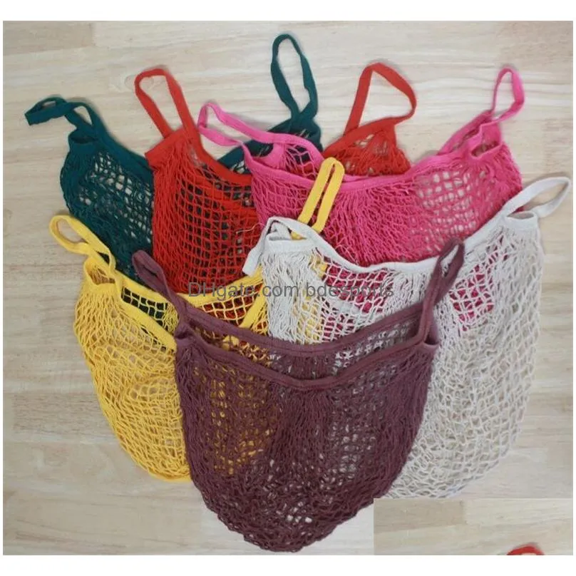 shopping bags handbags shopper tote mesh net woven cotton bag string reusable fruit storage handbag home 7 j2