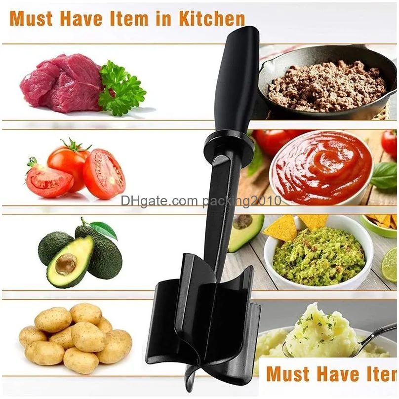 manual meat grinders non-stick heat resistant nylon chopper utensil mix chop for hamburger and ground beef 1849 v2