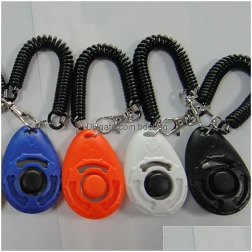 7 colors dog trainer abs pets teaching tool button clicker sounder wrist band tractable pet trainers dogs supplies plastic 2 8sn m2