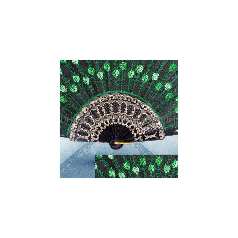 sequins dancing fan creative design peacock folding hand fans women stage performance prop multi color 1 8zq c rc