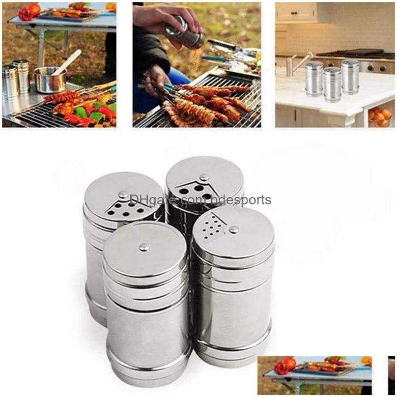 kitchen stainless steel spice shaker jar sugar salt pepper herbs bbq spice toothpick storage bottle 173 g2