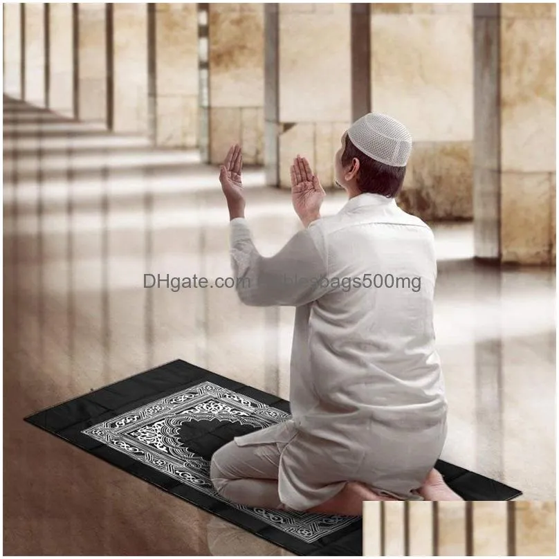islamic prayer rug portable braided mat portable zipper compass blankets travel pocket rugs muslim prayer rugs muslim worship b 144