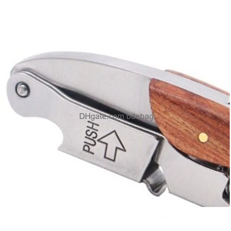 hippocampal knife bottle opener wood stainless steel can red wine openers multi function screw corkscrew kitchen small tools 9 5xj vy