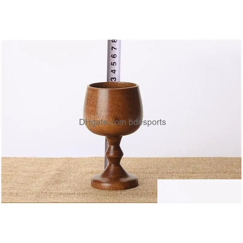 natural wine glasses creative wooden goblet travel portable drinking tea milk beer cup high quality 13 5xw xc