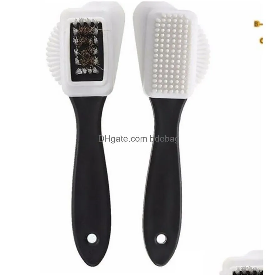 black 3 side cleaning brush for suede nubuck boot shoes s shape shoe cleaner shoes renovation cleaning care 249 v2