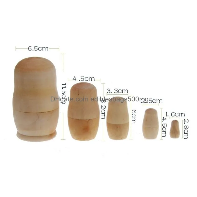 5pcs/set unpainted diy blank wooden embryos russian nesting dolls matryoshka toy kids birthday gift party supplies za3798 349 r2